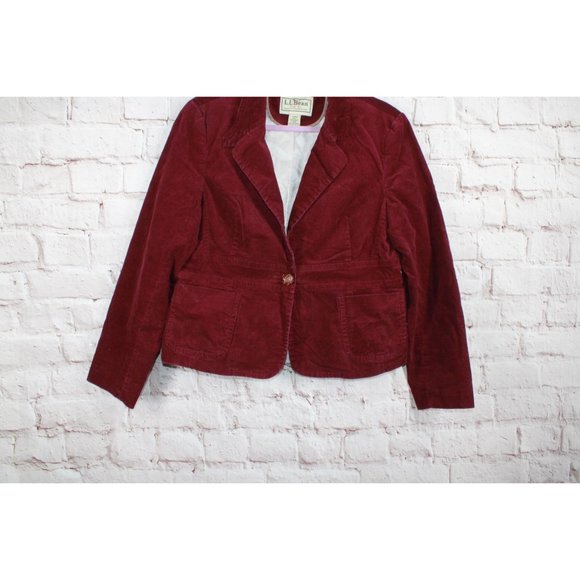 Vintage LL Bean Red Velvet Lined Long Sleeves Blazer Preppy Jacket 16 Pet - Picture 3 of 10
